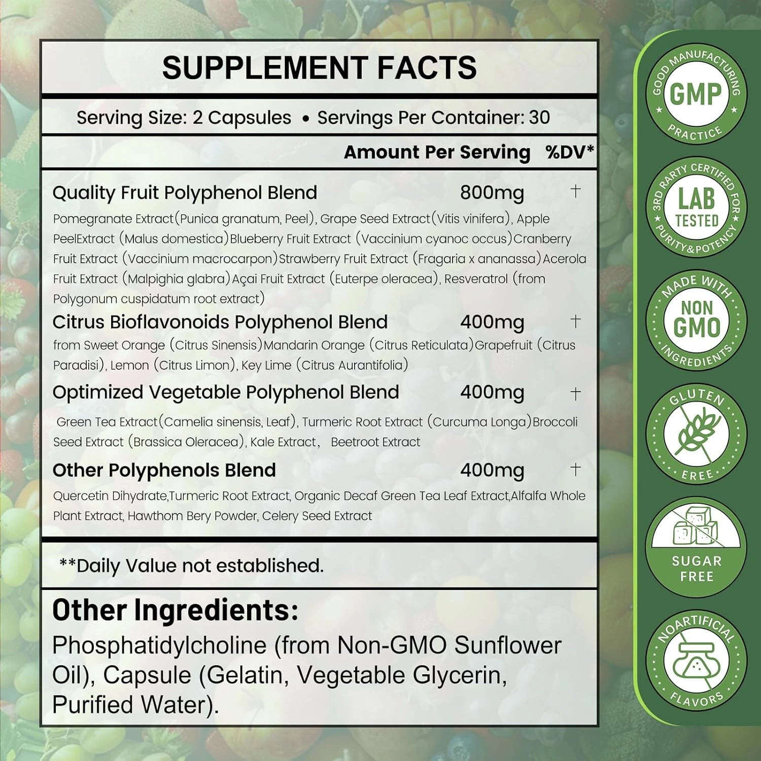 inGreens 25-in-1 Polyphenols 2000mg – Quercetin, Resveratrol & Plant-Based Antioxidants