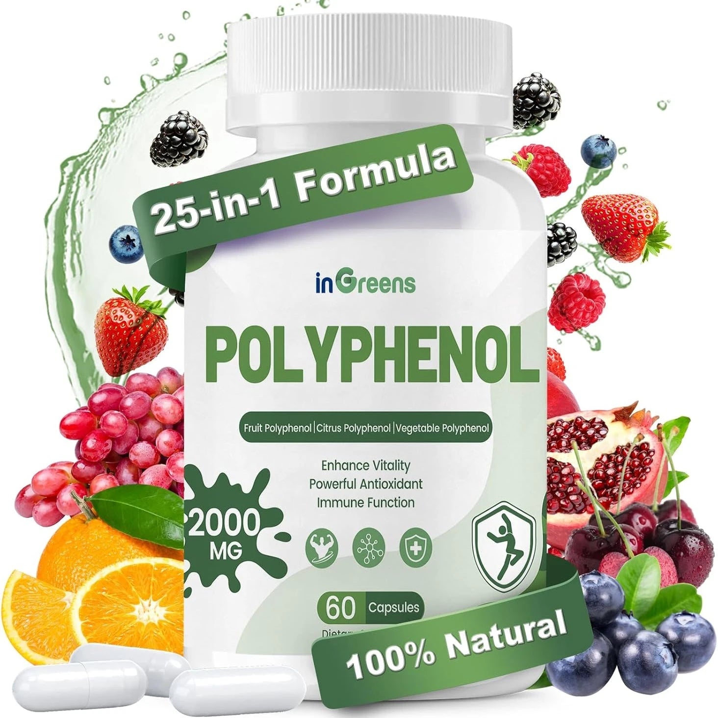 inGreens 25-in-1 Polyphenols 2000mg – Quercetin, Resveratrol & Plant-Based Antioxidants