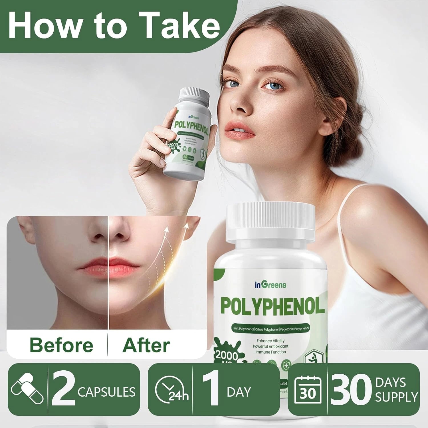inGreens 25-in-1 Polyphenols 2000mg – Quercetin, Resveratrol & Plant-Based Antioxidants