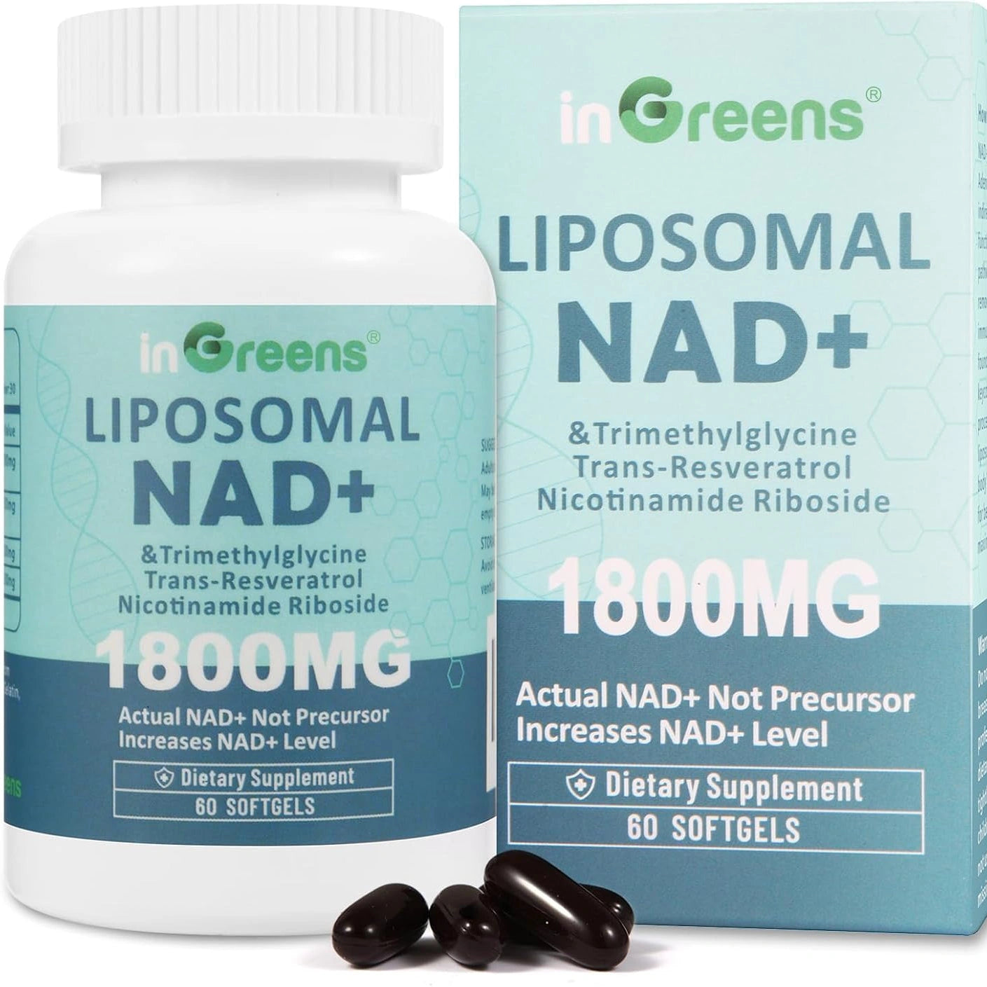 inGreens Liposomal NAD+ 1800mg – NR, Trans-Resveratrol & TMG