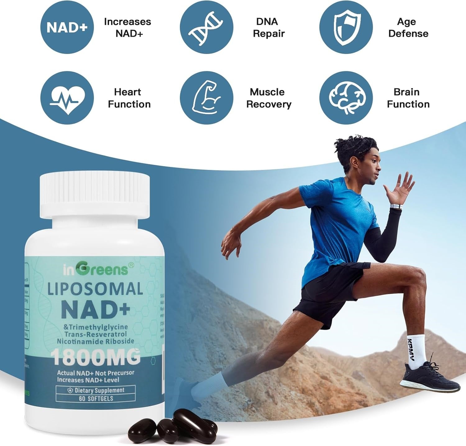 inGreens Liposomal NAD+ 1800mg – NR, Trans-Resveratrol & TMG