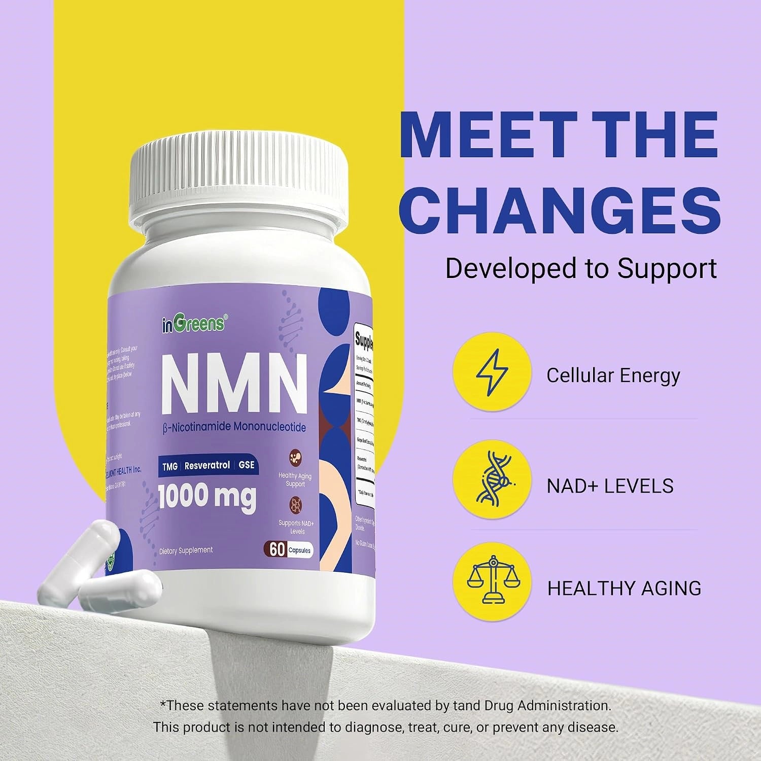 inGreens NMN 1000mg Capsules – Resveratrol, TMG & Grape Seed