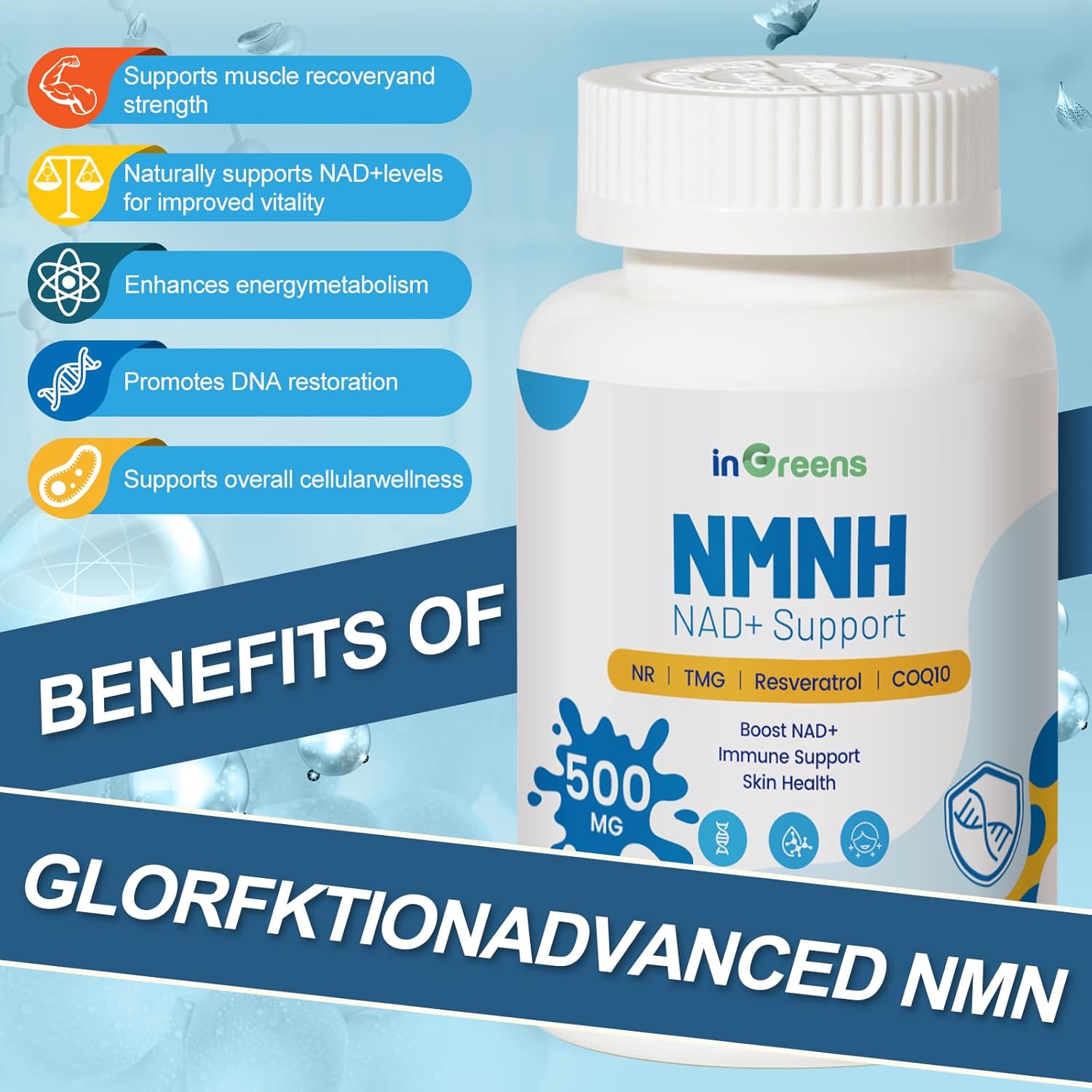 500mg NMNH, NMN Supplement Alternative with NR,