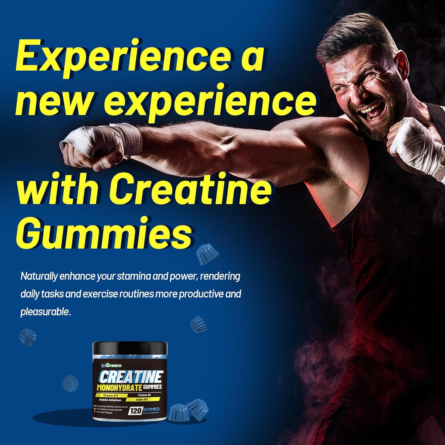 Creatine Monohydrate Gummies 6g for Men & Women 120 Count