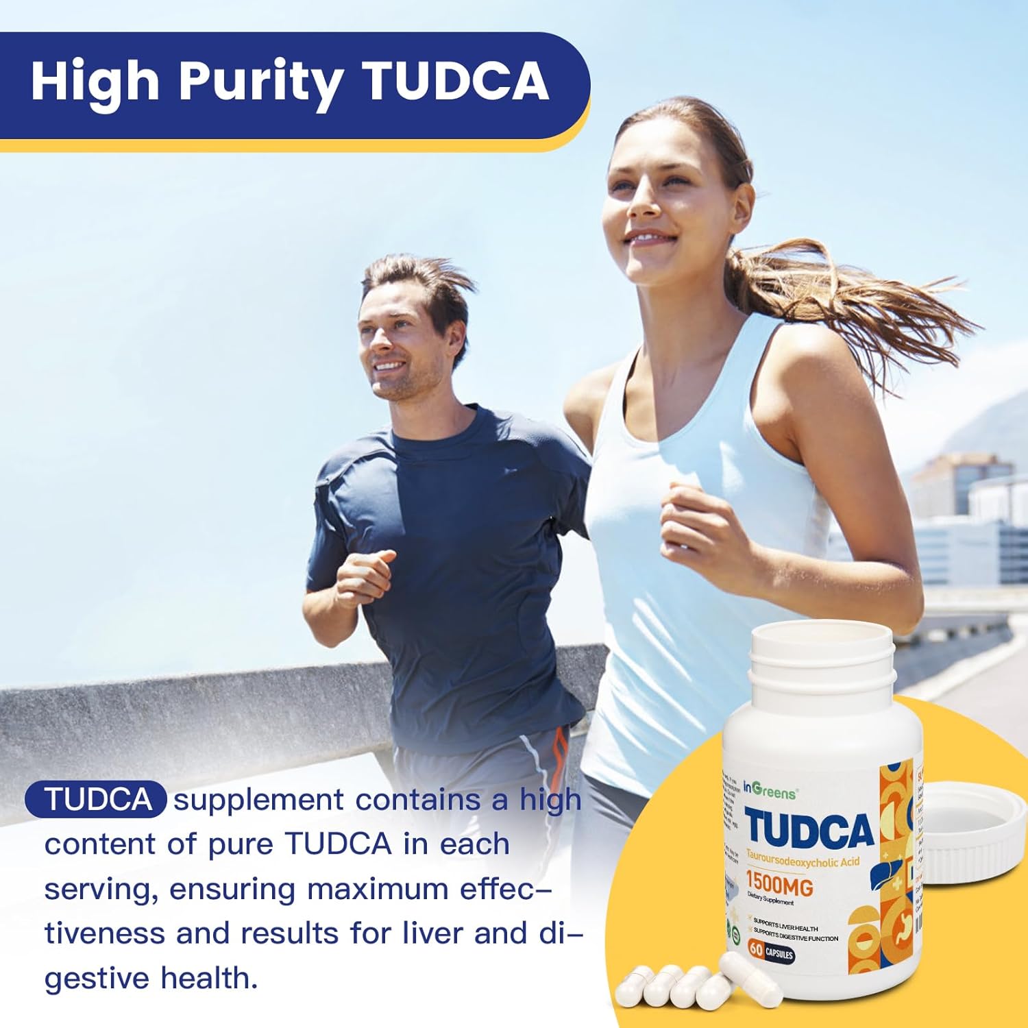 TUDCA 1500mg Bile Salts Supplement | Liver Detox & Digestive Support | Non-GMO | inGreens