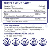 900mg Liposomal NAD+ Supplement with 300mg Trans Resveratrol - Superior Absorption, Replaces NMN, Boost NAD+ for DNA Repair, Energy & Longevity, Aging Defense