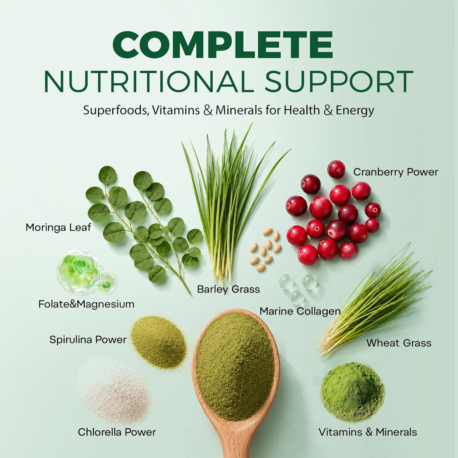 inGreens Super Greens Powder - Natural Flavor | with Collagen, Probiotics, Spirulina, Chlorella - 0 Sugar, 30 Packets