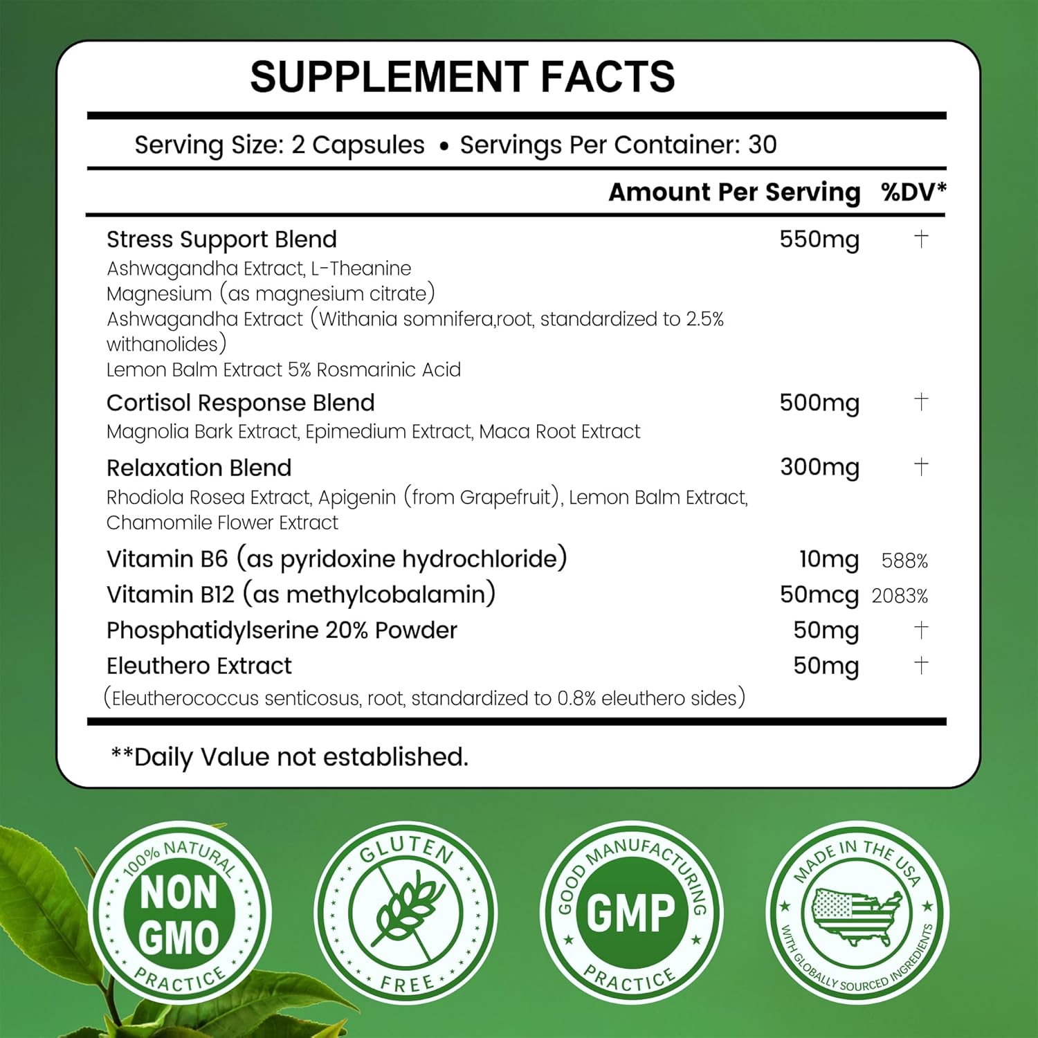 Cortisol Supplement, 15-in-1 Cortisol Manager with Ashwagandha, L-Theanine & Magnesium, Supports Cortisol Health, Relaxation & Restful Sleep