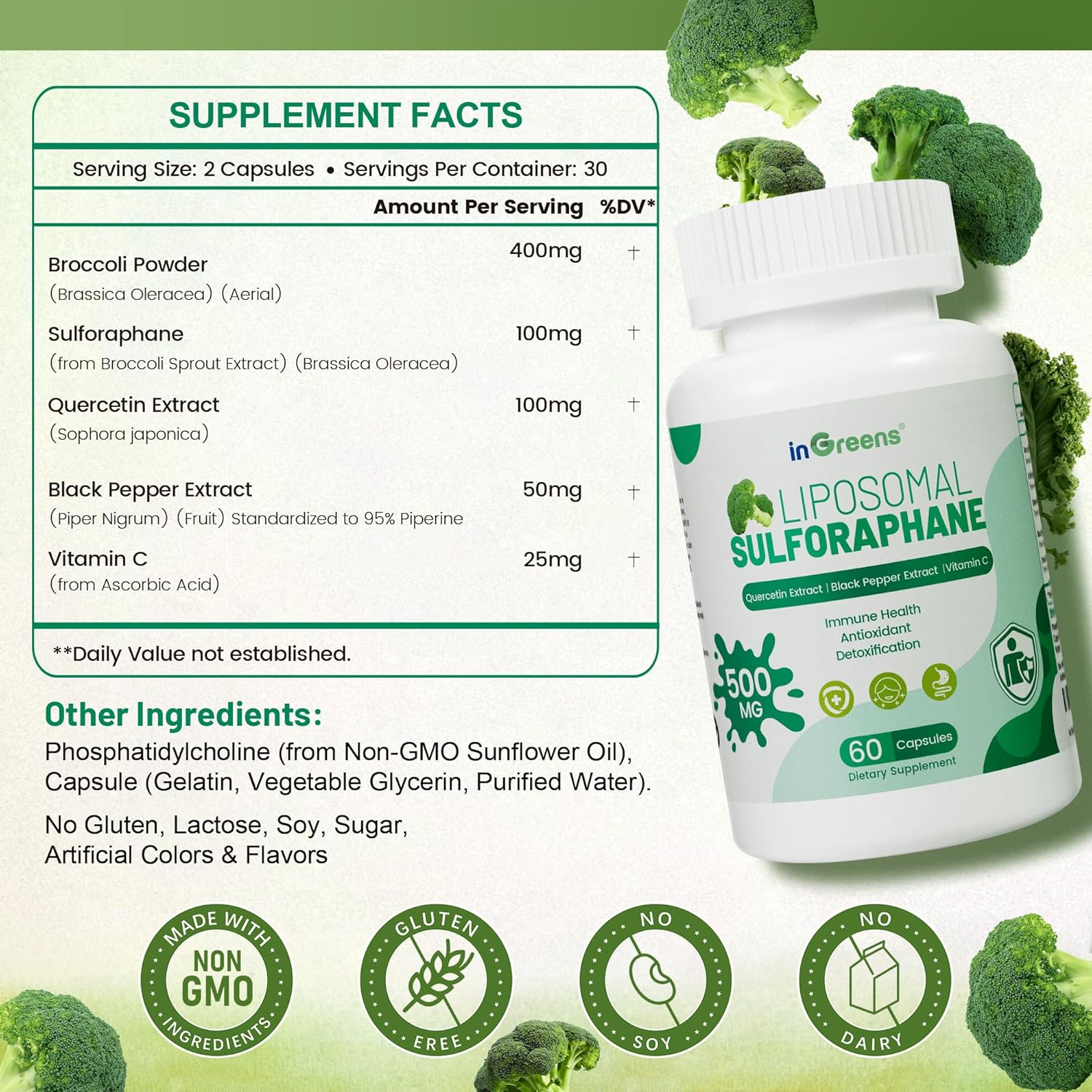 Liposomal Sulforaphane 500mg Supplement