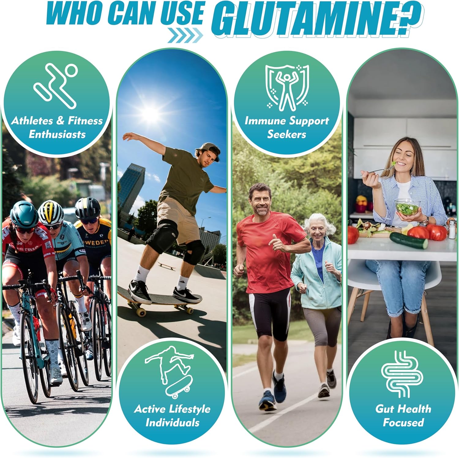 L-Glutamine Gummies 1000mg - with BCAA, Potassium, Magnesium & Vitamin C | Muscle Recovery & Endurance Support for Men & Women - Lime Grapefruit, 240 Count - by inGreens