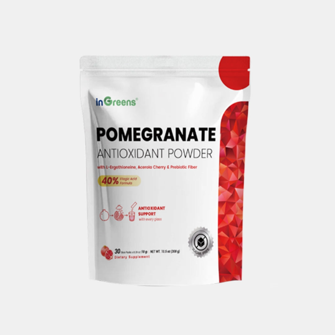 inGreens Pomegranate Antioxidant Powder – Ellagic Acid, Vitamin C & Prebiotic Fiber, 30 Stick Packs