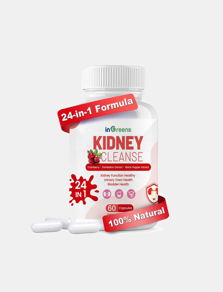 inGreens Kidney Support Complex – 24 Herbal Ingredients with Cranberry & Astragalus – Urinary & Kidney Health Support – 60 Capsules