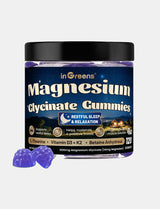 inGreens Magnesium Glycinate Gummies 6-in-1 | Magnesium 141mg, L-Theanine 200mg, B6, D3, K2 & Betaine | 120 Gummies (60 Servings) | Sleep, Stress Relief & Focus