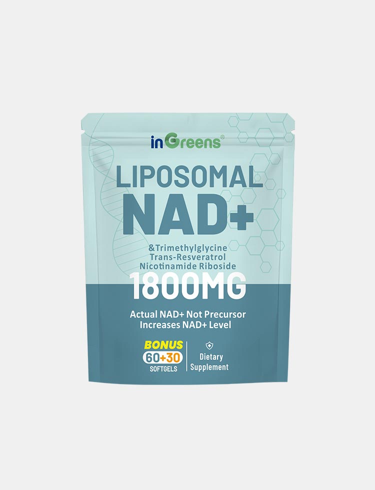 inGreens Liposomal NAD+ 1800mg | NR 200mg, Trans-Resveratrol 200mg & TMG 200mg | 90 Capsules Pouch (45-Day Supply) | Cellular Energy, DNA Repair & Anti-Aging