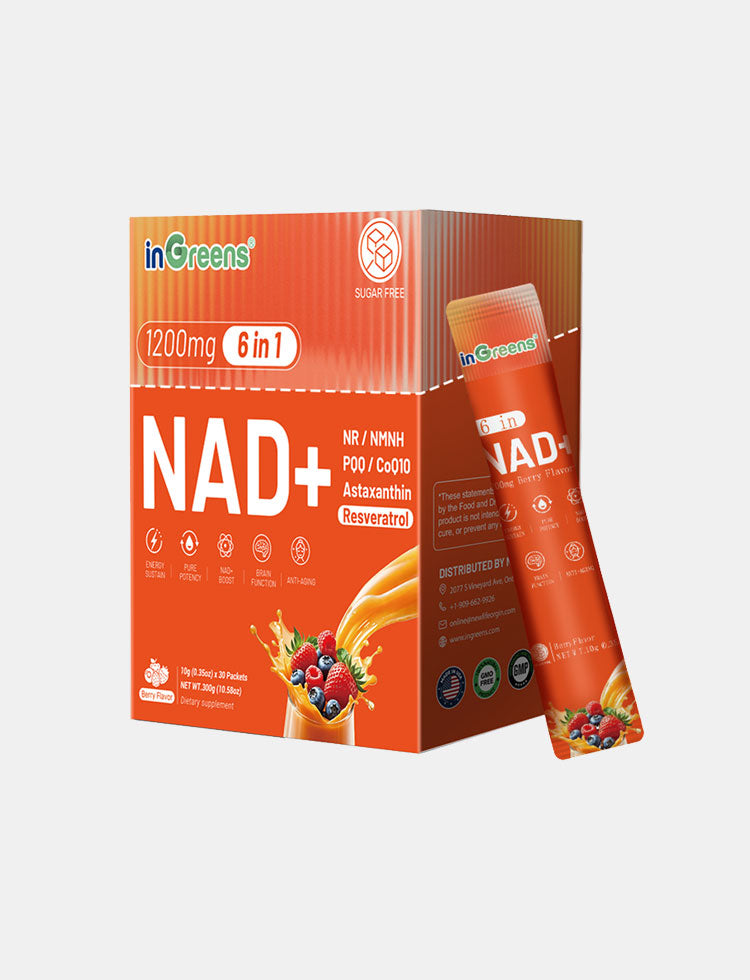 inGreens NAD+ 1200mg Berry Gel | NMNH 400mg, NR 300mg, Trans-Resveratrol 300mg, CoQ10 & PQQ | 30 Gel Packs | Cellular Energy, Anti-Aging & Focus