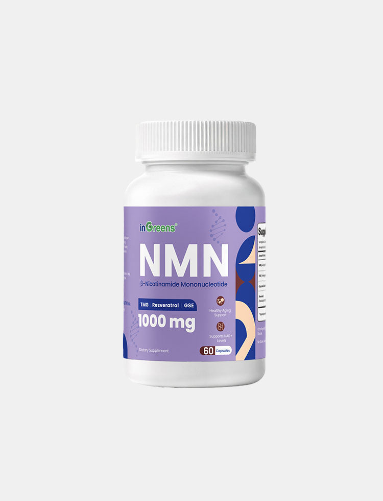 NMN Supplement 1000mg - 4-in-1 Formula with Trans-Resveratrol 98%, TMG & Grape Seed Extract | NAD+ Booster for Energy & Anti-Aging Support - 60 Capsules - by inGreens