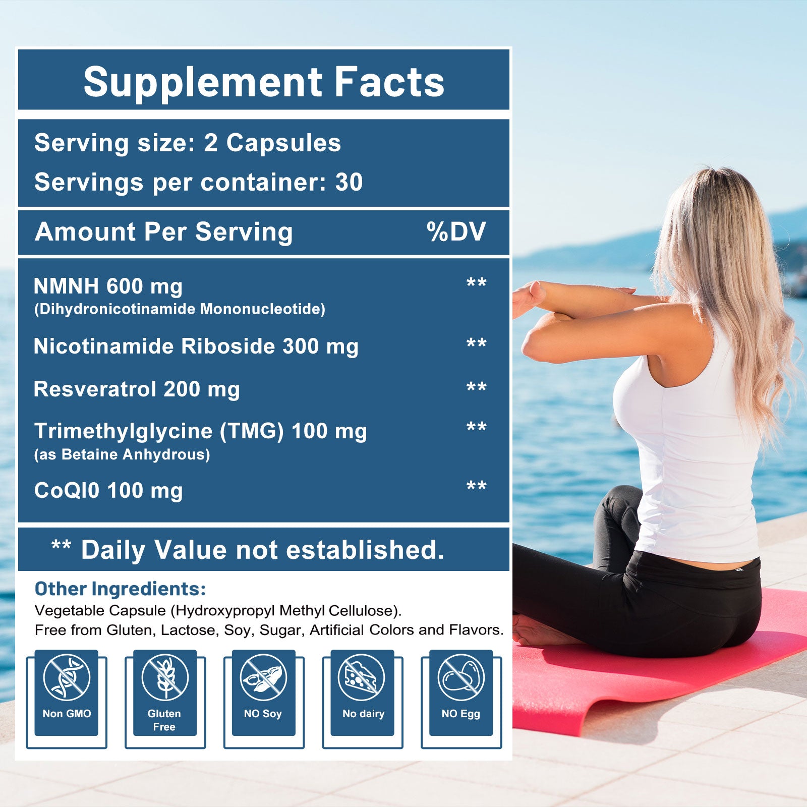 inGreens NMNH 600mg with NR, TMG, Resveratrol & CoQ10 - NAD+ Booster