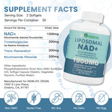 inGreens Liposomal NAD+ 1800mg | 180 Softgels | NR 200mg, Trans-Resveratrol 200mg & TMG 200mg | Cellular Energy, DNA Repair & Anti-Aging