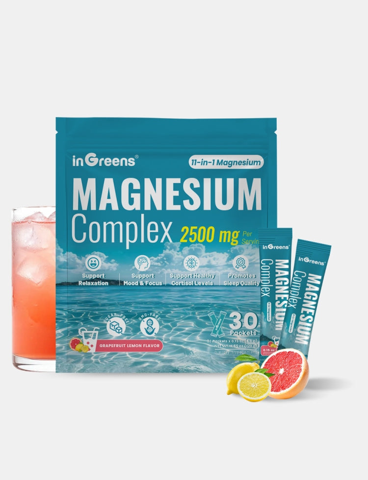 inGreens 11-in-1 Magnesium Complex Powder – Grapefruit Lemon, 30 Servings