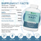 inGreens Liposomal NAD+ 1800mg – NR, Resveratrol & TMG, 180 Softgels