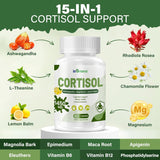 Cortisol Supplement, 15-in-1 Cortisol Manager with Ashwagandha, L-Theanine & Magnesium, Supports Cortisol Health, Relaxation & Restful Sleep