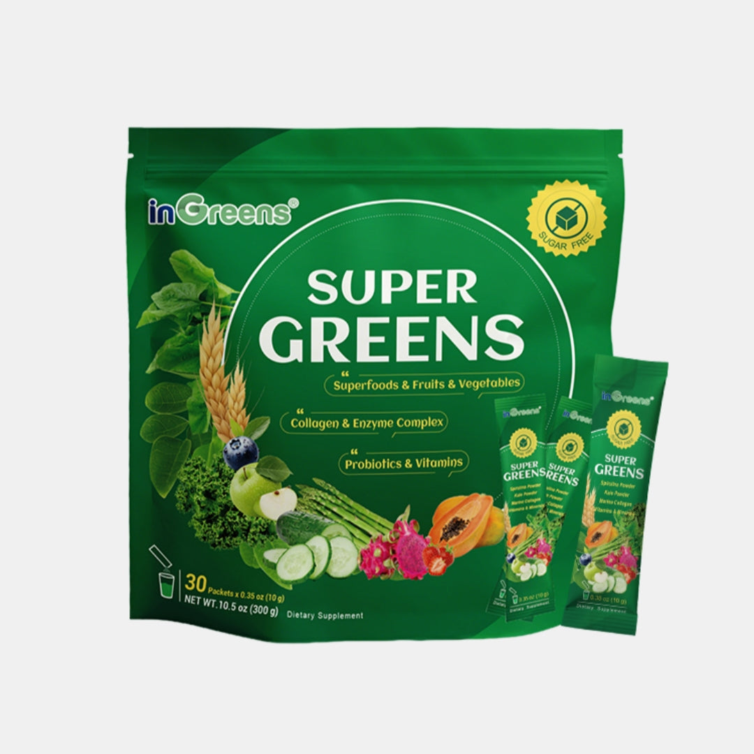 inGreens Super Greens Powder – Collagen, Probiotics & Spirulina, 30 Packets