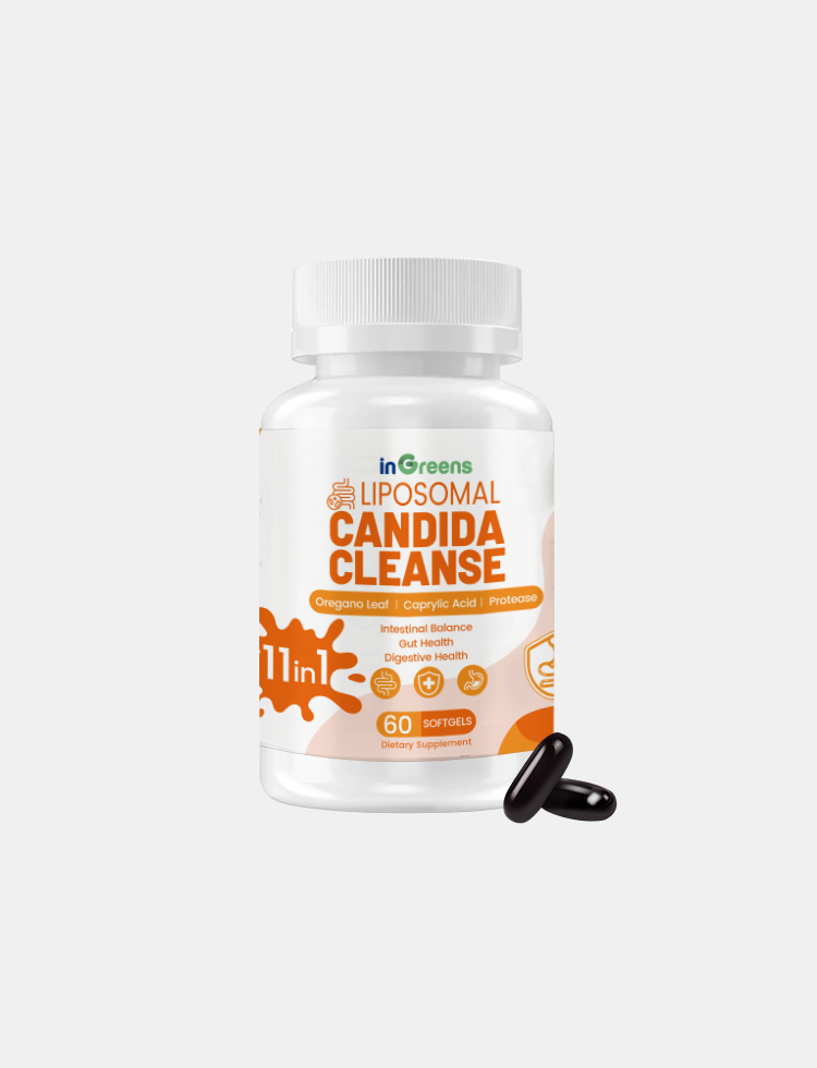 inGreens 11-in-1 Candida Support Supplement - Natural Herbal Blend | with Oregano, Caprylic Acid & Probiotics - Intestinal Detox & Gut Health - 60 Softgels