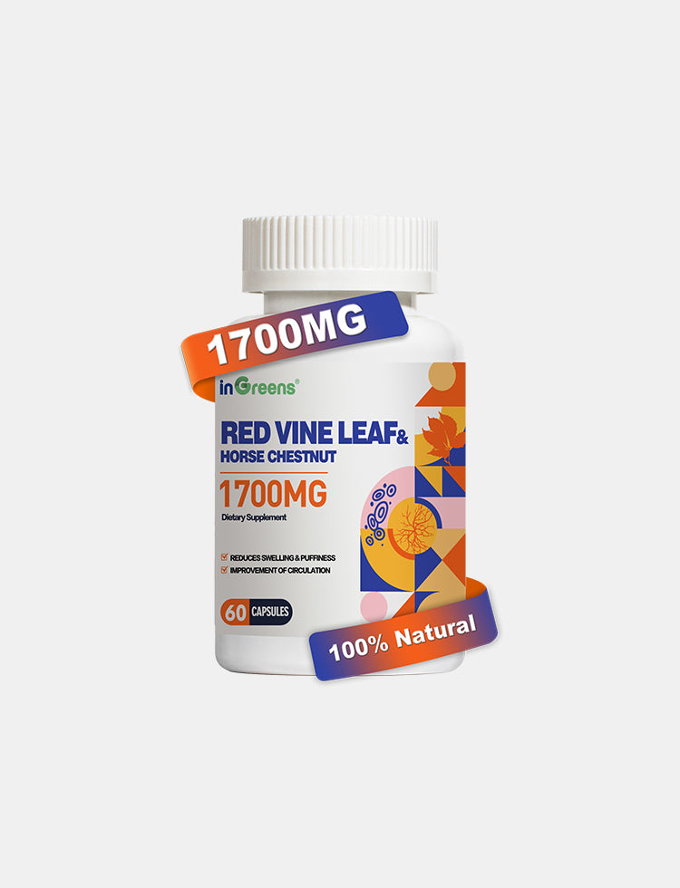 Red Vine Leaf Extract 1700mg & Horse Chestnut Extract Supplements, Supports Vein, Skin Health, Circulation for Legs