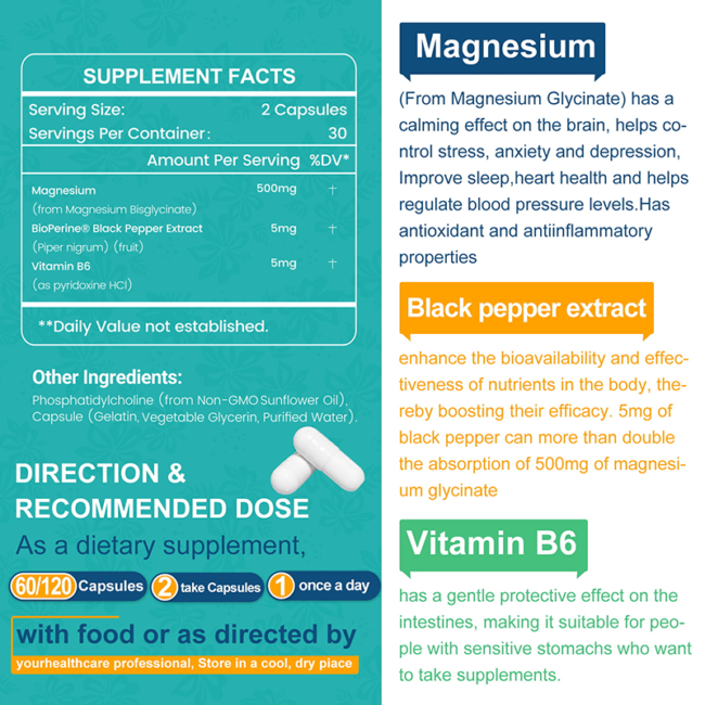 Magnesium Glycinate Capsules 500mg - Image 2